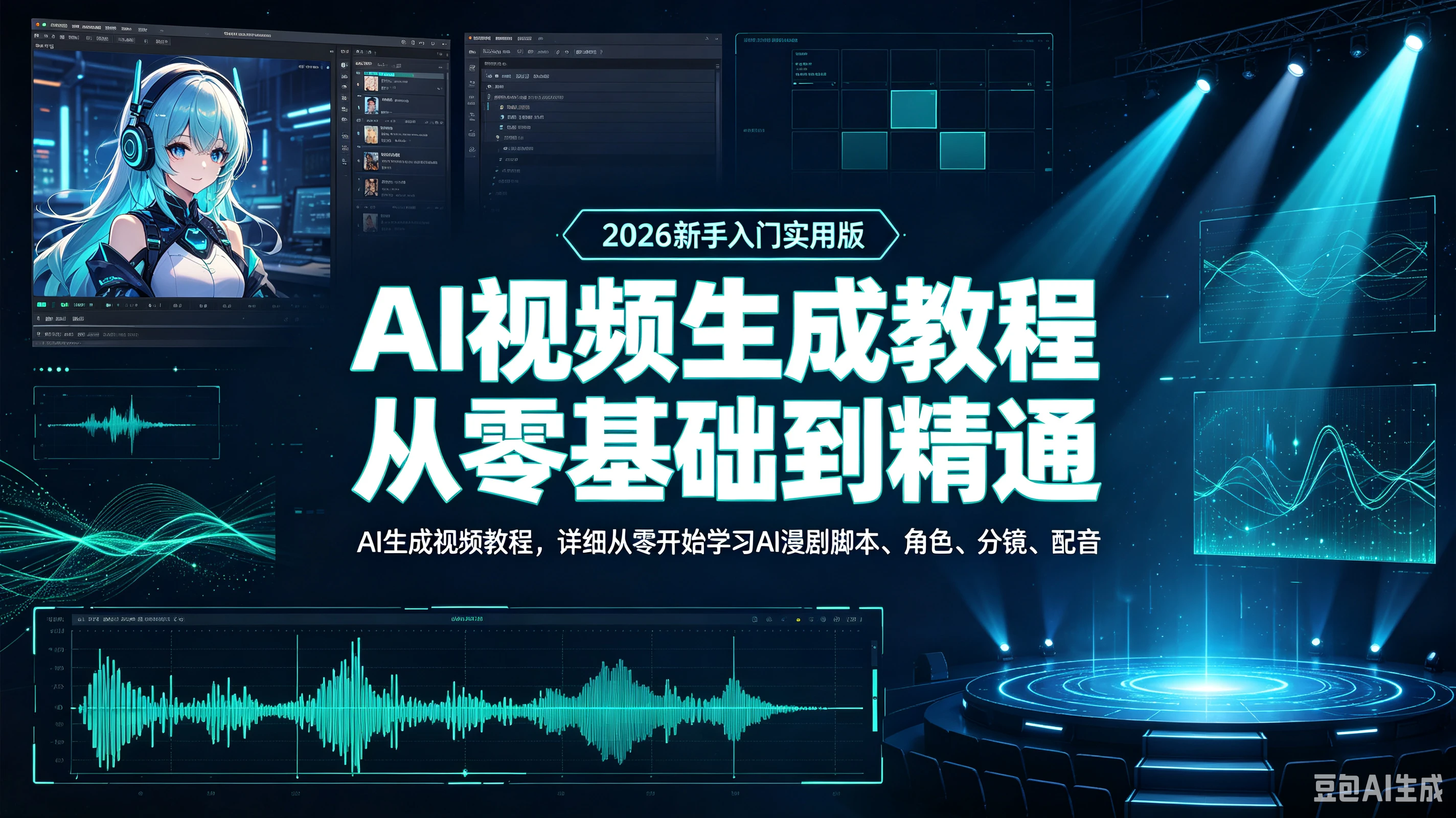 【精】AI视频生成教程从零基础到精通（2026新手入门实用版AI生成视频教程）详细从零开始学习AI漫剧脚本角色分镜配音