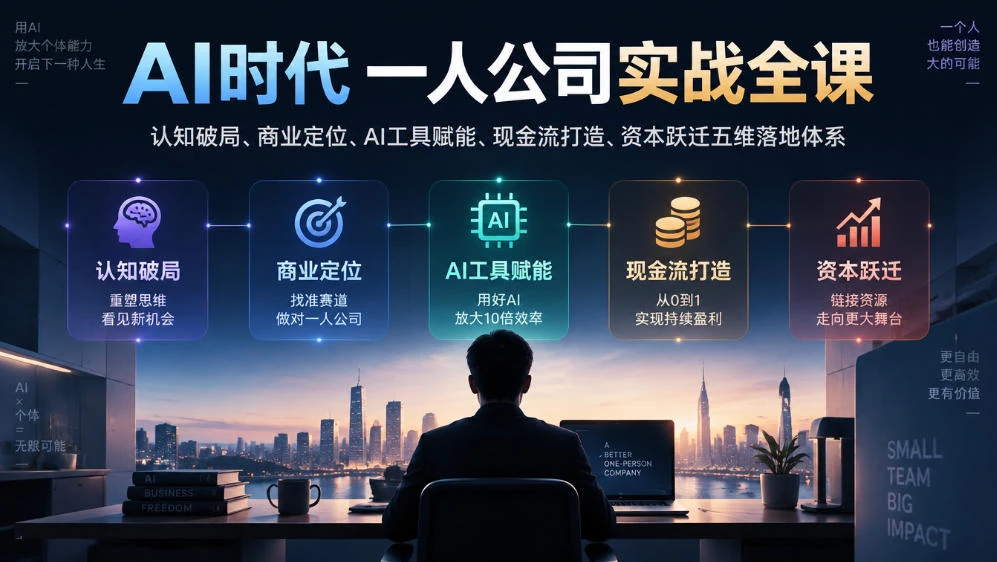 【精】AI时代一人公司实战全课|认知破局、商业定位、AI工具赋能、现金流打造、资本跃迁五维落地体系-离锋创库