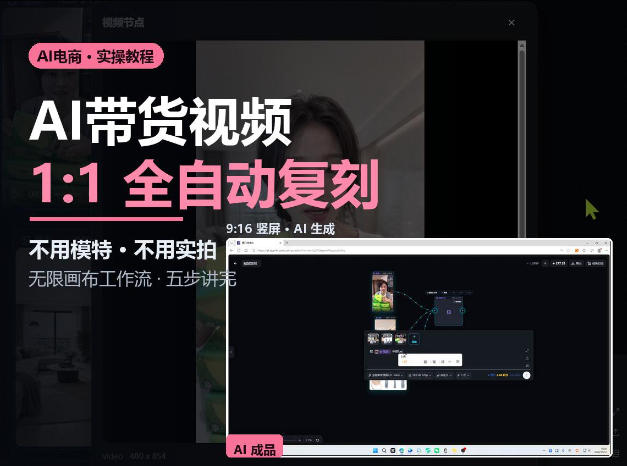 无限画布实操AI复刻带货视频完整流程不用模特不用实拍-离锋创库