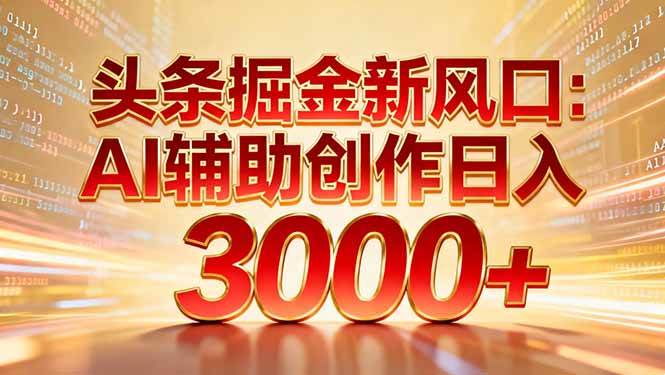 （16923期）头条掘金新风口：AI辅助创作日入3000+，矩阵玩法当天启动隔天见效-离锋创库