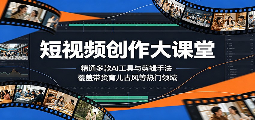 短视频创作大课堂：精通多款AI工具与剪辑手法，覆盖带货、育儿、古风等热门领域-离锋创库
