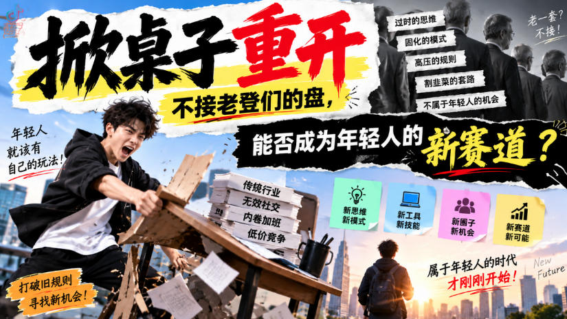 某公众号付费文章：掀桌子重开，不接老登们的盘，能否成为年轻人的新赛道？-离锋创库