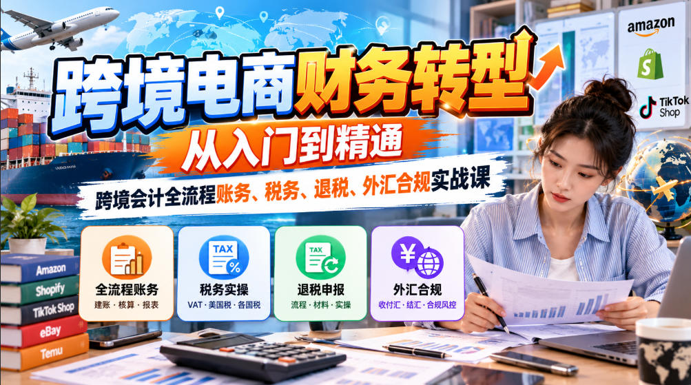 跨境电商财务转型:从入门到精通|跨境会计全流程账务、税务、退税、外汇合规实战课 跨境电商财务转型:从入门到精通|跨境会计全流程账务、税务、退税、外汇合规实战课