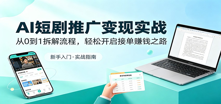 AI短剧推广变现实战：从0到1拆解流程，轻松开启接单赚钱之路-离锋创库