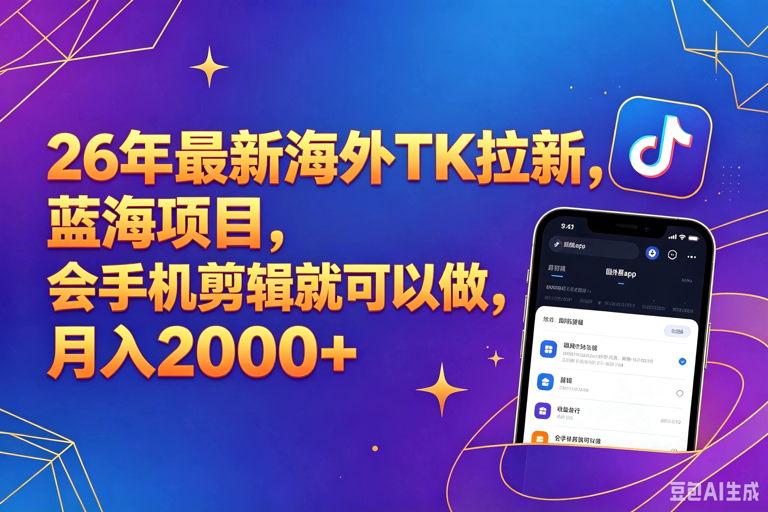 【精】26年最新海外Tk剪映拉新，蓝海项目，会手机剪辑就可以做，月入20000＋（附最新玩法）-离锋创库