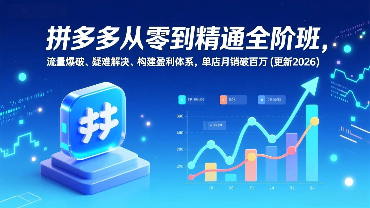 【精】拼多多从零到精通全阶班,流量爆破、疑难解决,构建盈利体系,单店月销破百万(更新2026)-离锋创库