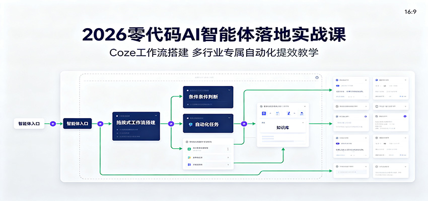 2026零代码AI智能体落地实战课：Coze工作流搭建，多行业专属自动化提效教学-离锋创库