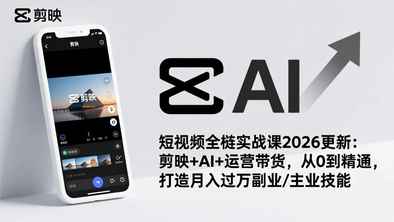 【精】短视频全栈实战课2026更新:剪映+AI+运营带货,从0到精通,打造月入过万副业/主业技能 【精】短视频全栈实战课2026更新:剪映+AI+运营带货,从0到精通,打造月入过万副业/主业技能