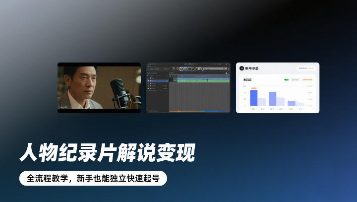 人物纪录片解说变现，全流程教学，新手也能独立快速起号-离锋创库