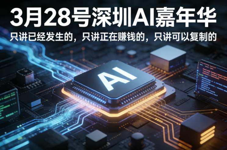 3月28号深圳AI嘉年华，只讲已经发生的，只讲正在賺钱的，只讲可以复制的-离锋创库