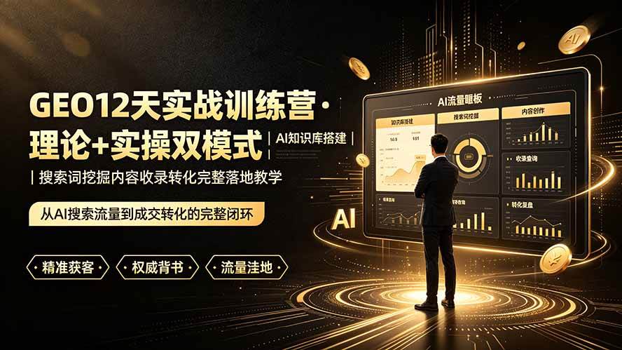 (19277期)GEO12天实战训练营·理论+实操双模式|AI知识库搭建|搜索词挖掘内容收录转化完整落地教学-离锋创库