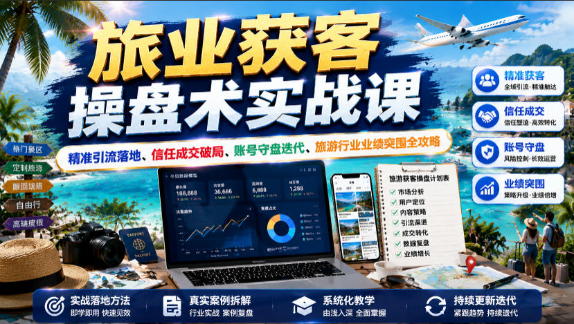 旅业获客操盘术实战课|精准引流落地、信任成交破局、账号守盘迭代、旅游行业业绩突围全攻略-离锋创库