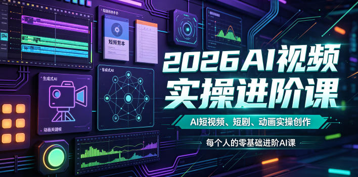 2026AI视频实操进阶课，AI短视频、短剧、动画实操创作，每个人的零基础进阶ai课-离锋创库