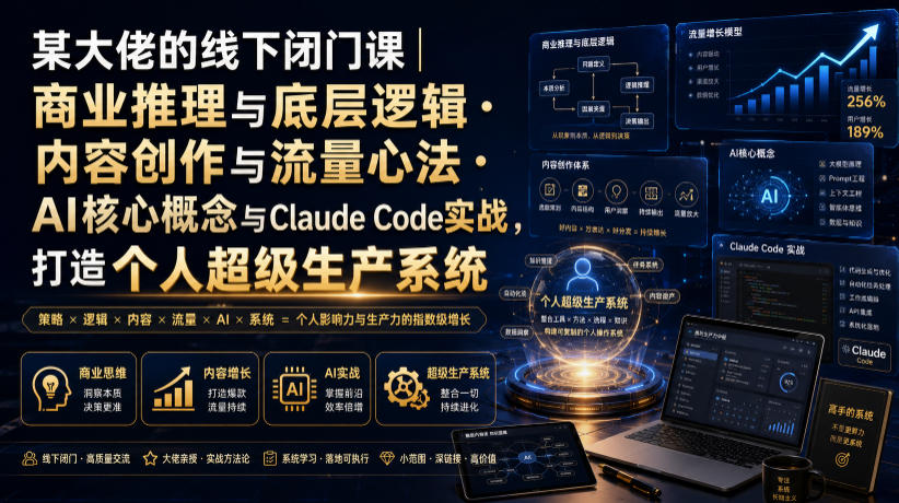 某大佬的线下闭门课|商业推理与底层逻辑・内容创作与流量心法・AI核心概念与Claude Code实战,打造个人超级生产系统【录音+图片】-离锋创库