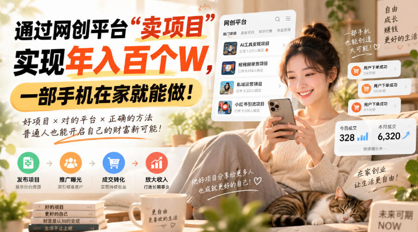 靠卖网创项目变现，一年拿下百万收益！一台手机就能操作！-离锋创库