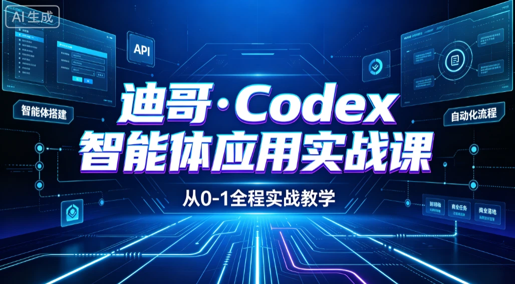 【精】迪哥·Codex智能体应用实战课 从安装配置到智能体小镇架构,涵盖视频创作/数字人/办公提效全技能-离锋创库