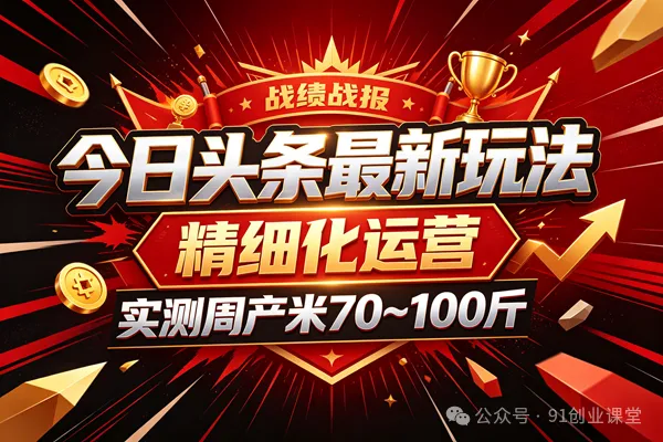 今日头条最新玩法，精细化运营，躺米，实测周产米 70~100 斤，兔米橡木，全新躺.zhuan模式-离锋创库