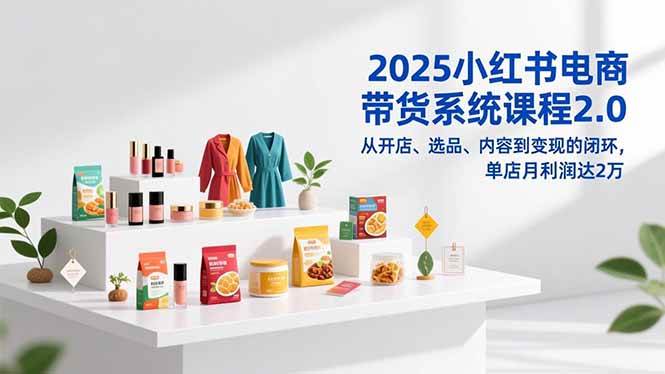 （16880期）2025小红书电商带货系统课程2.0，从开店、选品、内容到变现的闭环，单店月利润达2万-离锋创库