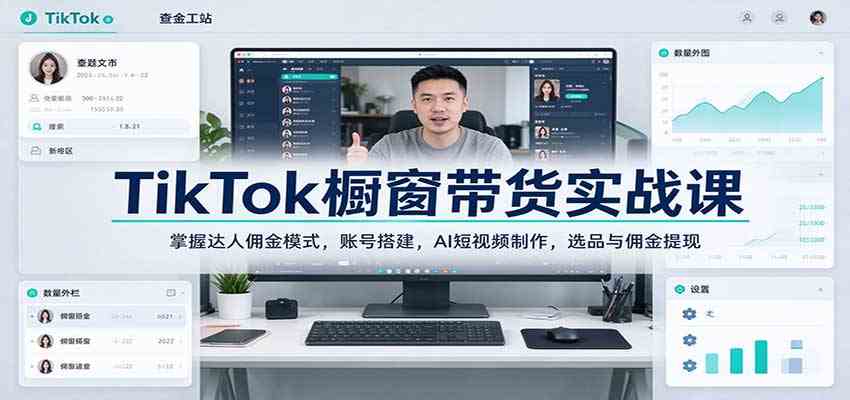 TikTok橱窗带货实战课:掌握达人佣金模式,账号搭建,AI短视频制作,选品与佣金提现-离锋创库