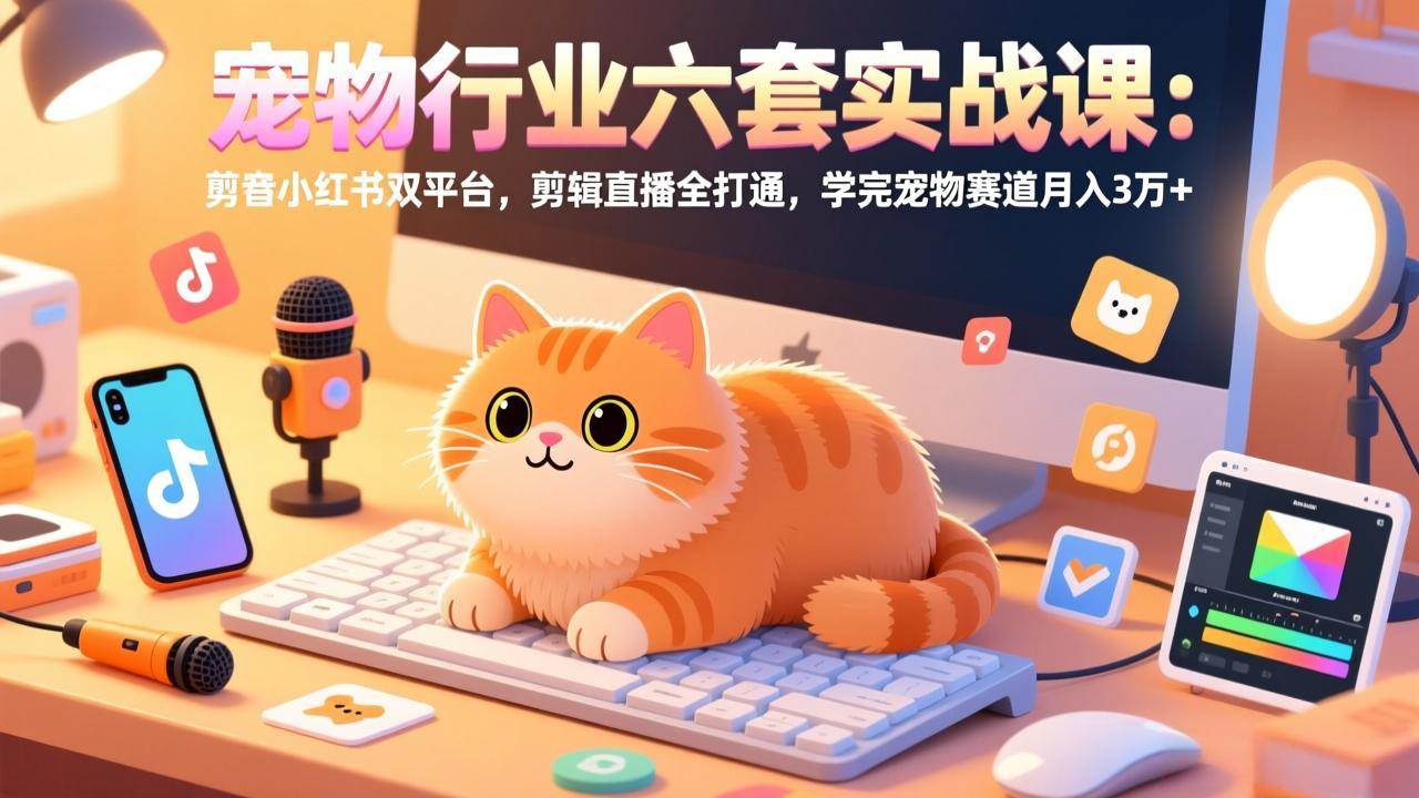 （17411期）宠物行业六套实战课：抖音小红书双平台，剪辑直播全打通，学完宠物赛道月入3万+-离锋创库