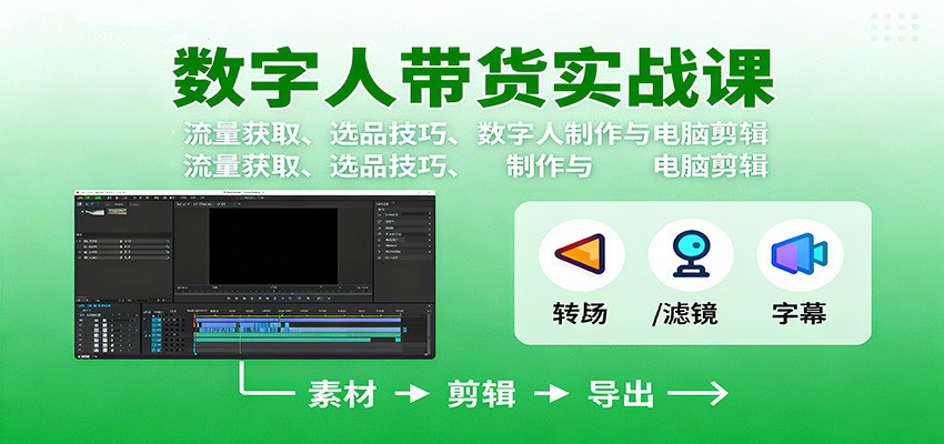 数字人变现实战课：流量获取、选品技巧、数字人制作与电脑剪辑-离锋创库