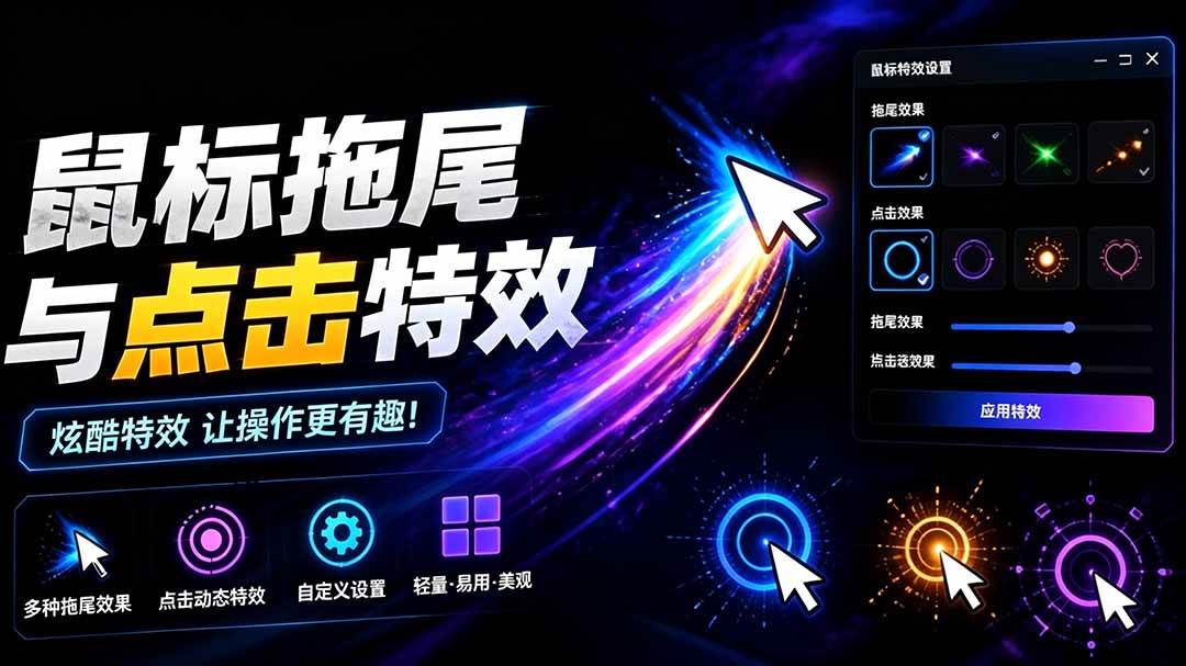 (19356期)Windows特效小工具!一键给你的鼠标添加拖尾与点击动态特效,吾爱出品,免费使用 Mouse Trail-离锋创库