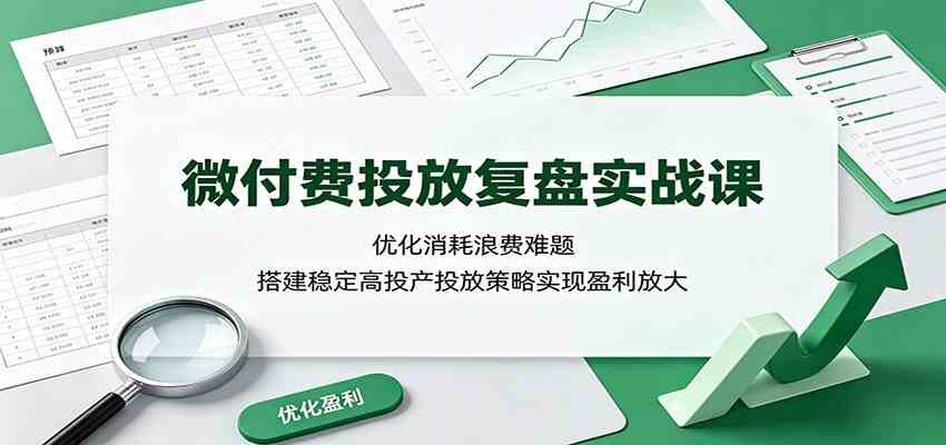 微付费投放复盘实战课：优化消耗浪费难题，搭建稳定高投产投放策略实现盈利放大-离锋创库