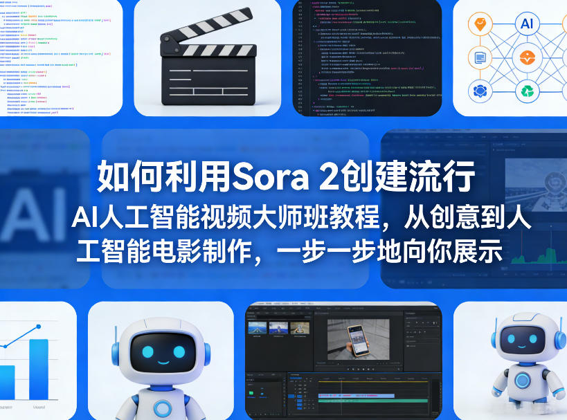 如何利用Sora 2创建流行AI人工智能视频大师班教程，从创意到人工智能电影制作，一步一步地向你展示-离锋创库