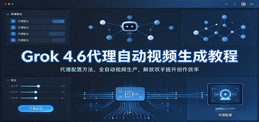 Grok 4.6代理自动视频生成教程：代理配置方法，全自动视频生产，解放双手提升创作效率-离锋创库