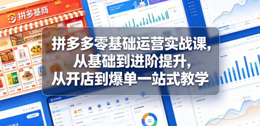拼多多零基础运营实战课，从基础到进阶提升，从开店到爆单一站式教学-离锋创库