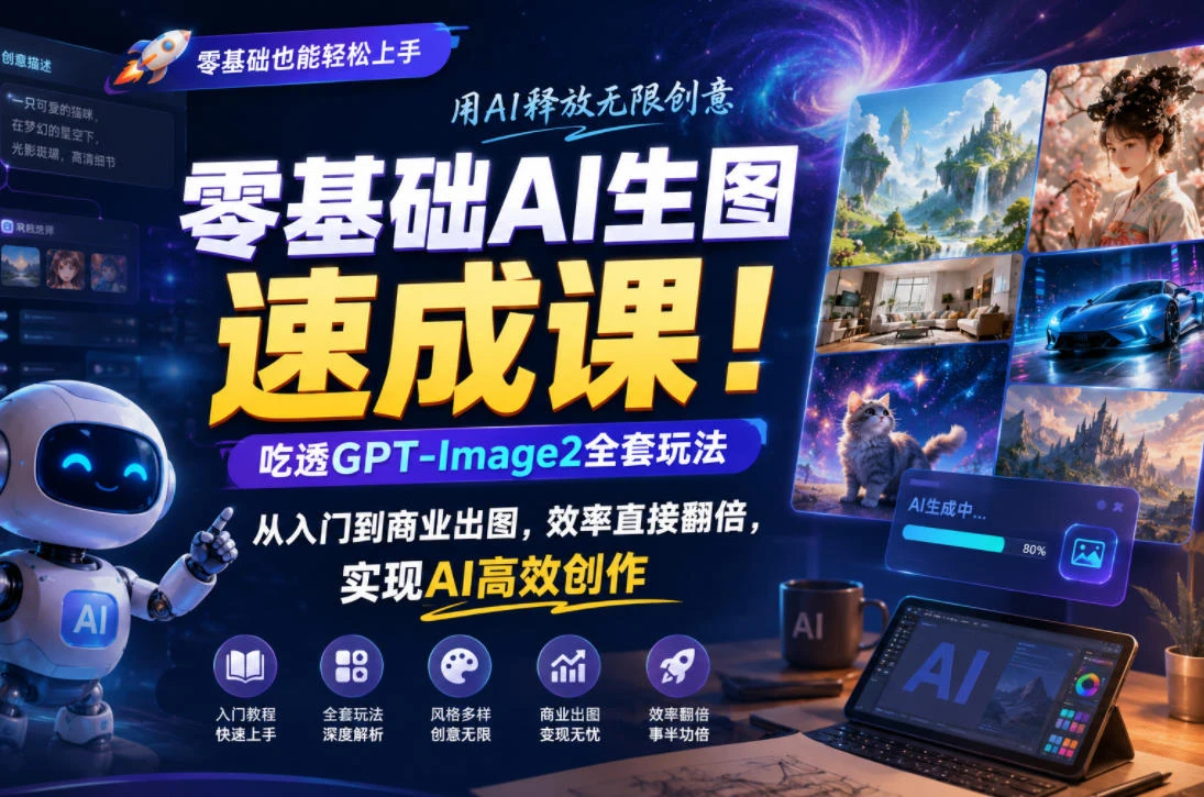 【精】零基础AI生图速成课！吃透GPT-Image2全套玩法，从入门到商业出图，效率直接翻倍，实现AI高效创作-离锋创库