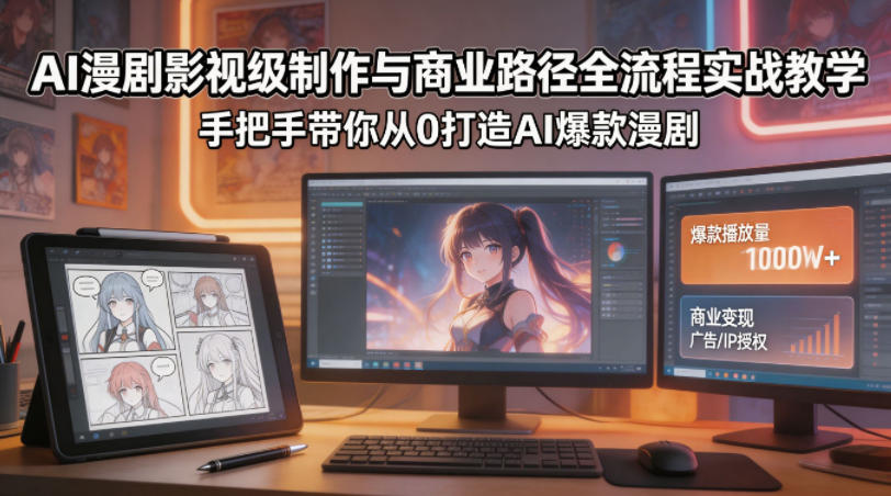 AI漫剧影视级制作与商业路径全流程实战教学，手带你从0打造AI爆款漫剧-离锋创库