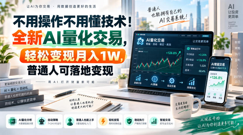 不用操作不用懂技术!全新AI量化交易,轻松变现月入1W,普通人可落地变现!【揭秘】 不用操作不用懂技术!全新AI量化交易,轻松变现月入1W,普通人可落地变现!【揭秘】