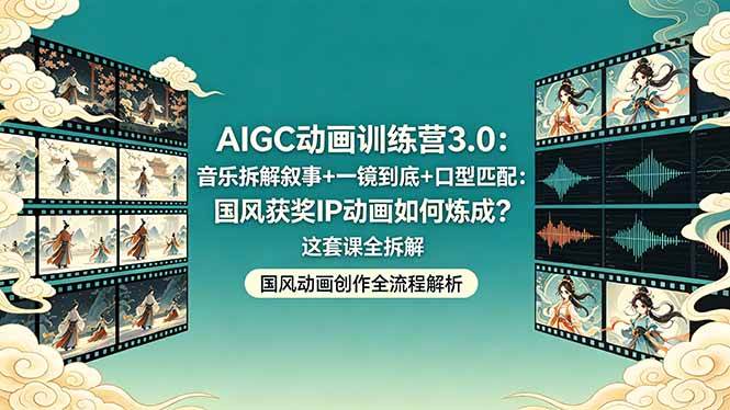 （18244期）AIGC动画训练营3.0：音乐拆解叙事+一镜到底+口型匹配：国风获奖IP动画如何炼成？这套课全拆解-离锋创库