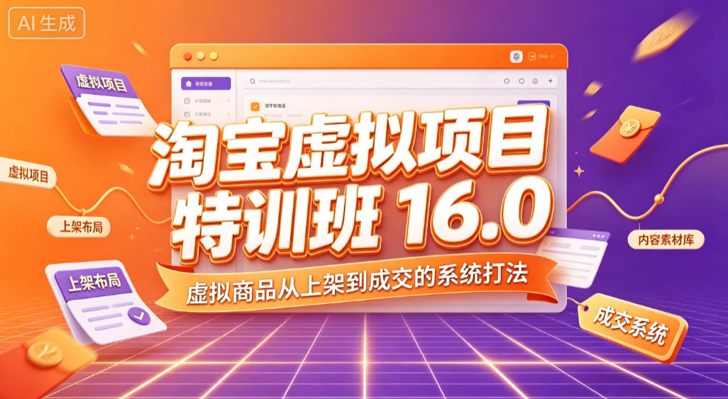 【精】淘宝虚拟项目特训班 16.0,虚拟商品从上架到成交的系统打法-离锋创库