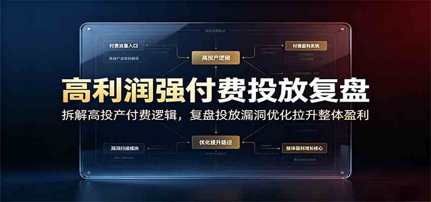 高利润强付费投放复盘:拆解高投产付费逻辑,复盘投放漏洞优化拉升整体盈利-离锋创库