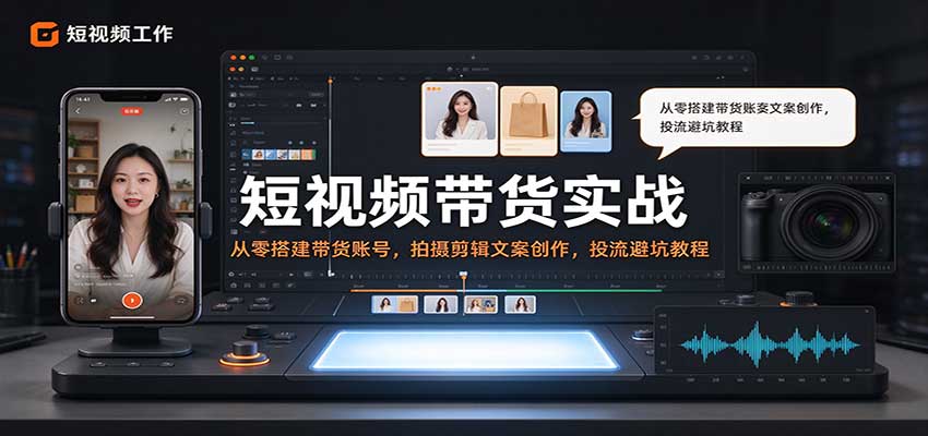短视频带货实战：从零搭建带货账号，拍摄剪辑文案创作，投流避坑教程-离锋创库
