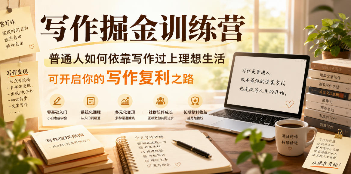 写作掘金训练营，普通人如何依靠写作过上理想生活，可开启你的写作复利之路（更新6月）-离锋创库