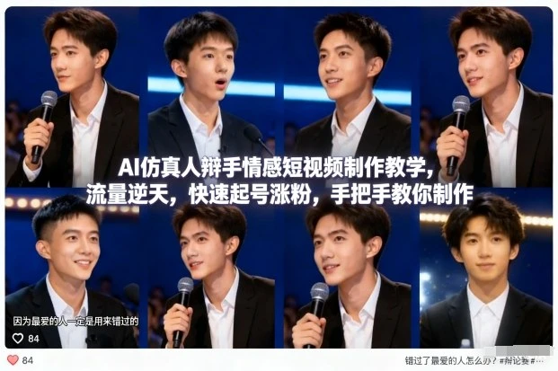 AI仿真人辩手情感短视频制作教学，流量逆天，快速起号涨粉，手把手教你制作-离锋创库