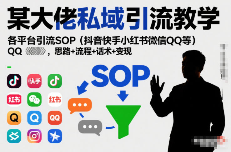 某大佬私域引流教学，各平台引流SOP（抖音快手小红书微信QQ等），思路+流程+话术+变现（更新0708）-离锋创库