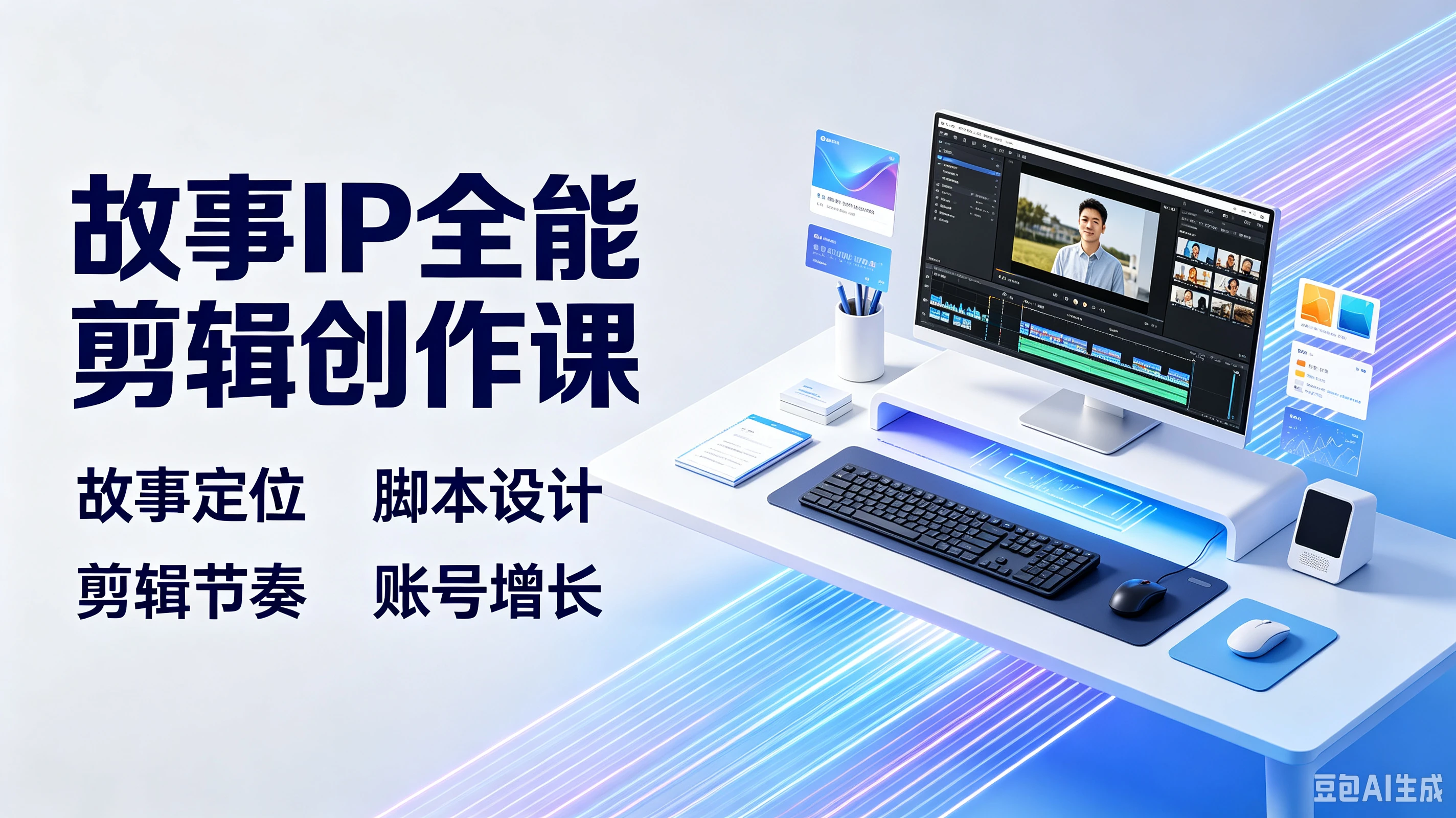 【精】故事IP全能剪辑创作课，故事定位、脚本设计、剪辑节奏、账号增长-离锋创库