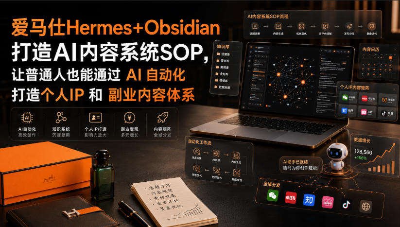 爱马仕Hermes+Obsidian打造AI内容系统SOP，让普通人也能通过 AI 自动化打造个人IP 和 副业内容体系-离锋创库
