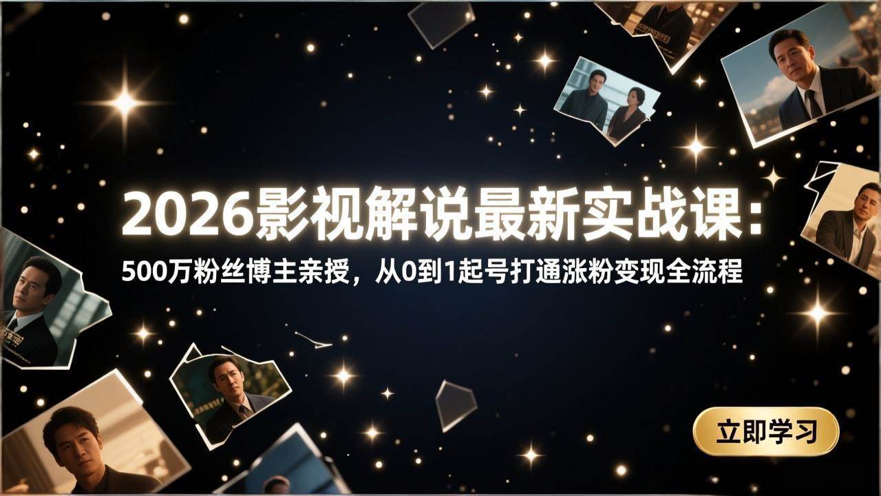 （17530期）2026影视解说最新实战课：500万粉丝博主亲授，从0到1起号打通涨粉变现全流程-离锋创库