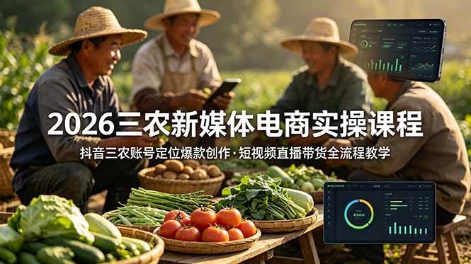 (18991期)2026三农新媒体电商实操课程:抖音三农账号定位爆款创作,短视频直播带货全流程教学-离锋创库