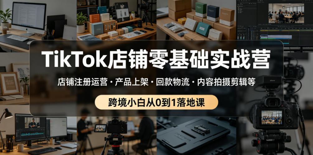 TikTok店铺零基础实战营，店铺注册运营・产品上架・回款物流・内容拍摄剪辑等 ，跨境小白从0到1落地课-离锋创库