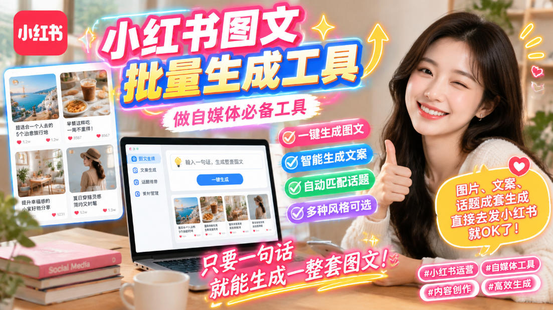 小红书图文批量生成工具，话题、文案、配图一键生成，直接发布，做自媒体必备工具-离锋创库