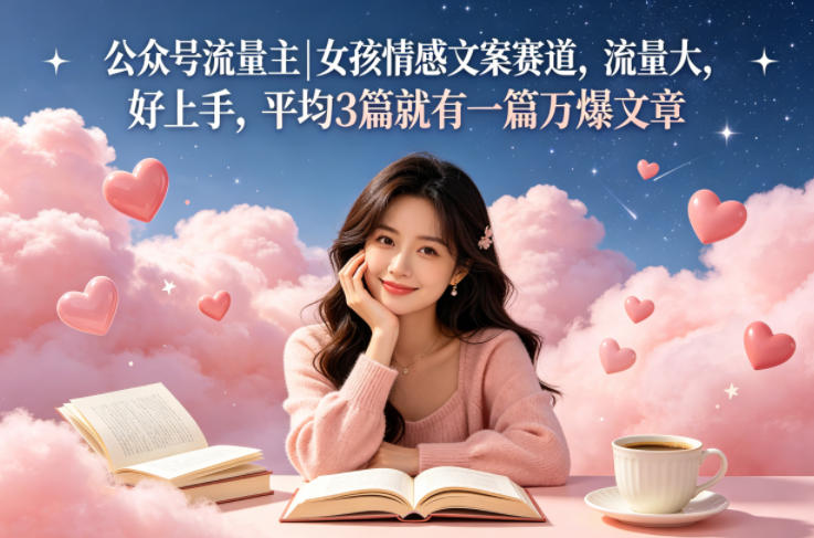 公众号流量主女孩情感文案赛道，流量大，好上手，平均3篇就有一篇万爆文章-离锋创库