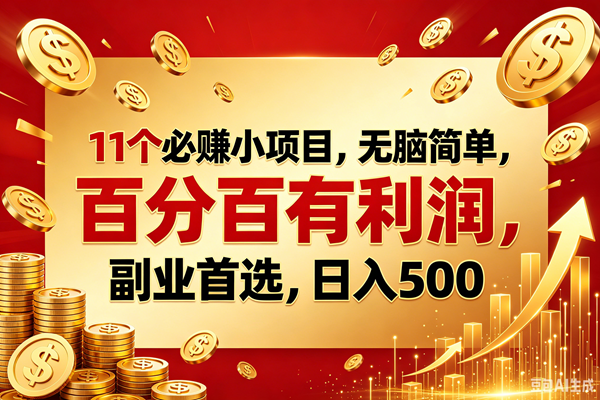 （18851期）11个必赚的小项目，百分百赚元子，无脑简单，副业首选，日入500+-离锋创库