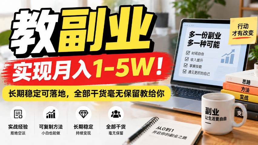 （20806期）“教副业”实现月入1-5W！长期稳定可落地，全部干货毫无保留教给你-离锋创库