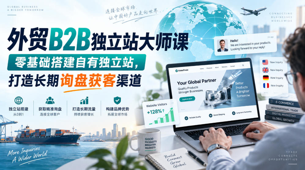 外贸B2B独立站大师课，零基础搭建自有独立站，打造长期询盘获客渠道-离锋创库